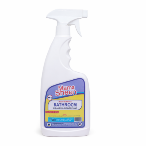 MAMMA SHEN multi-surface bathroom cleaner and disinfectant bottle designed for removing soap scum, stains, and killing 99.9% of germs.